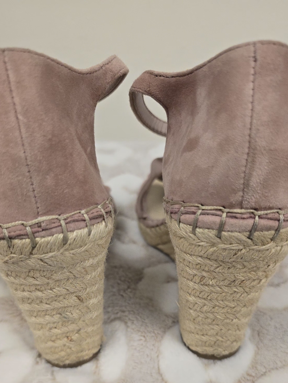 Marc Fisher Mauve Suede Ruffle Espadrille Wedges - Picture 2 of 10